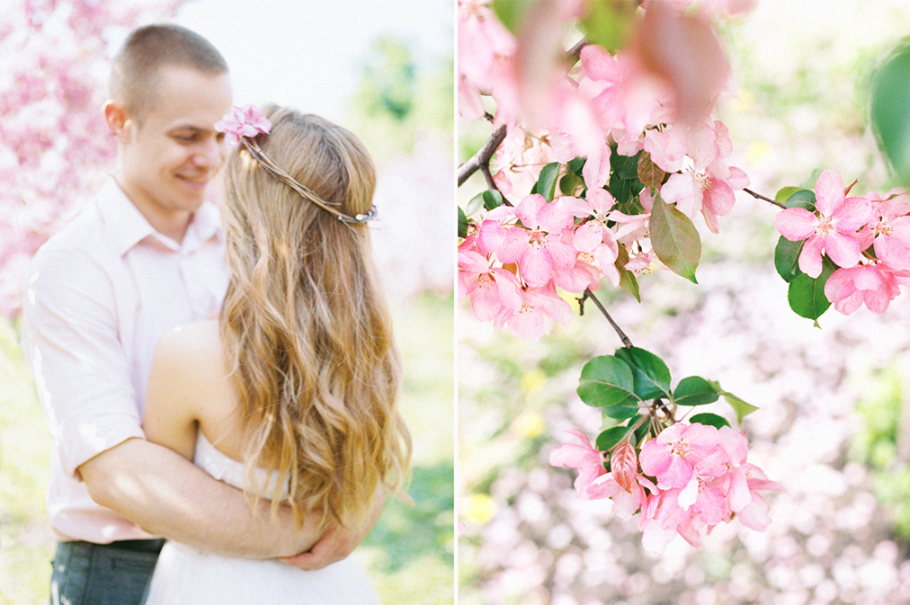 Julia Kaptelova photography spring, pre-wedding, pink, moscow, engagement, blossom