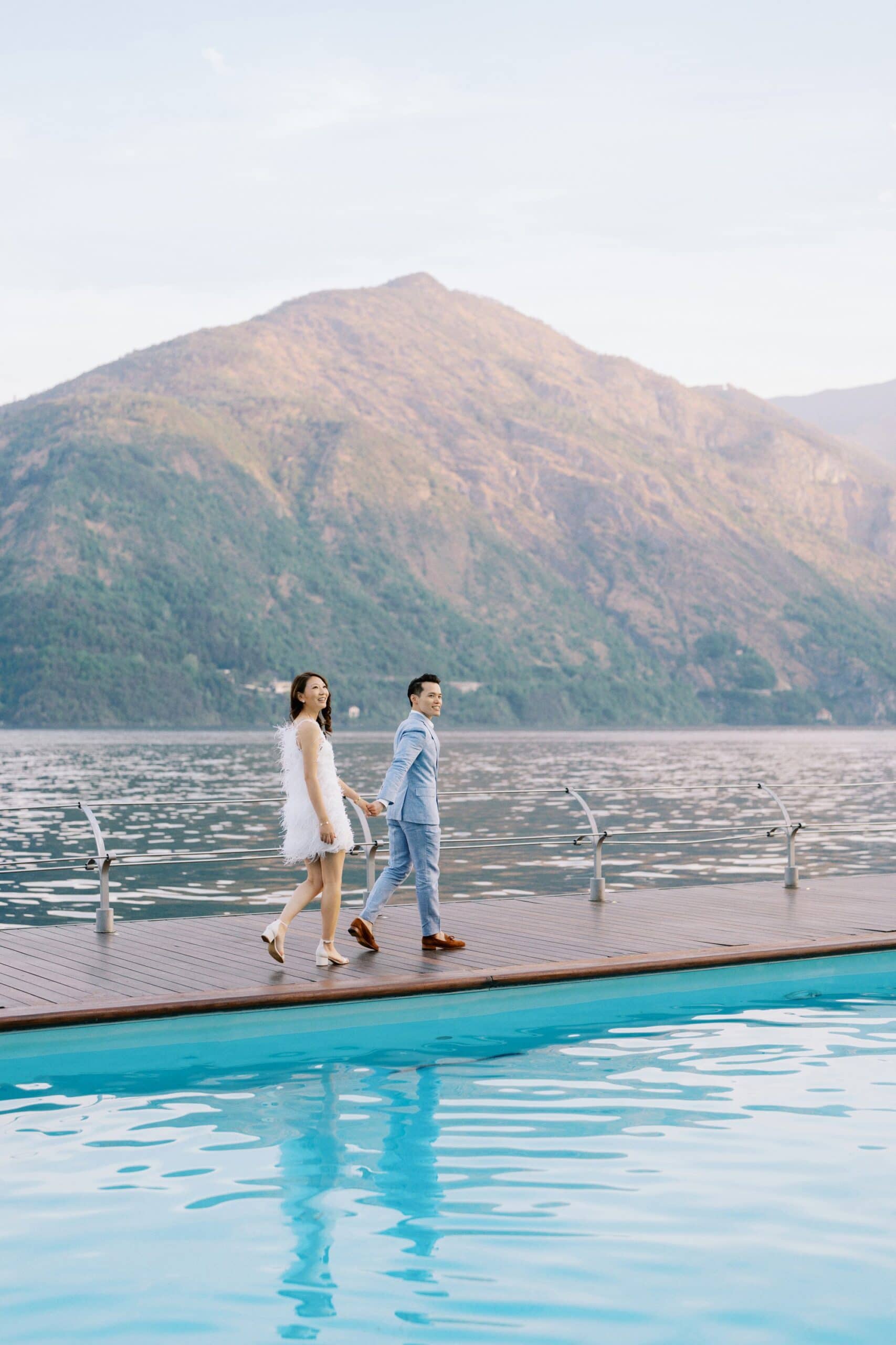 Sunset stroll along Lake Como waterfront Jenn and Huan