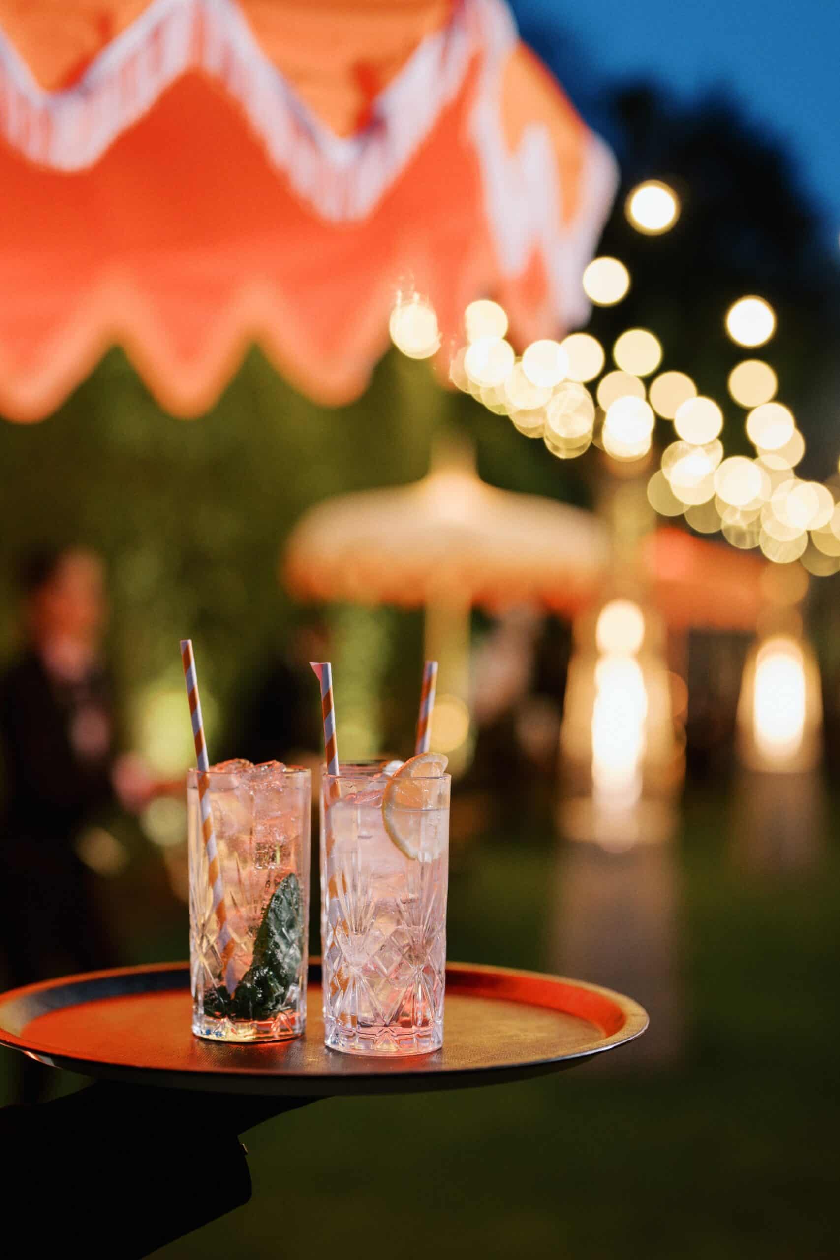 Black and white photo of serving drinks 