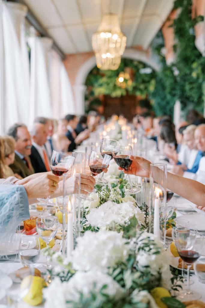 Luxury wedding table setting with lemons Amalfi Coast
