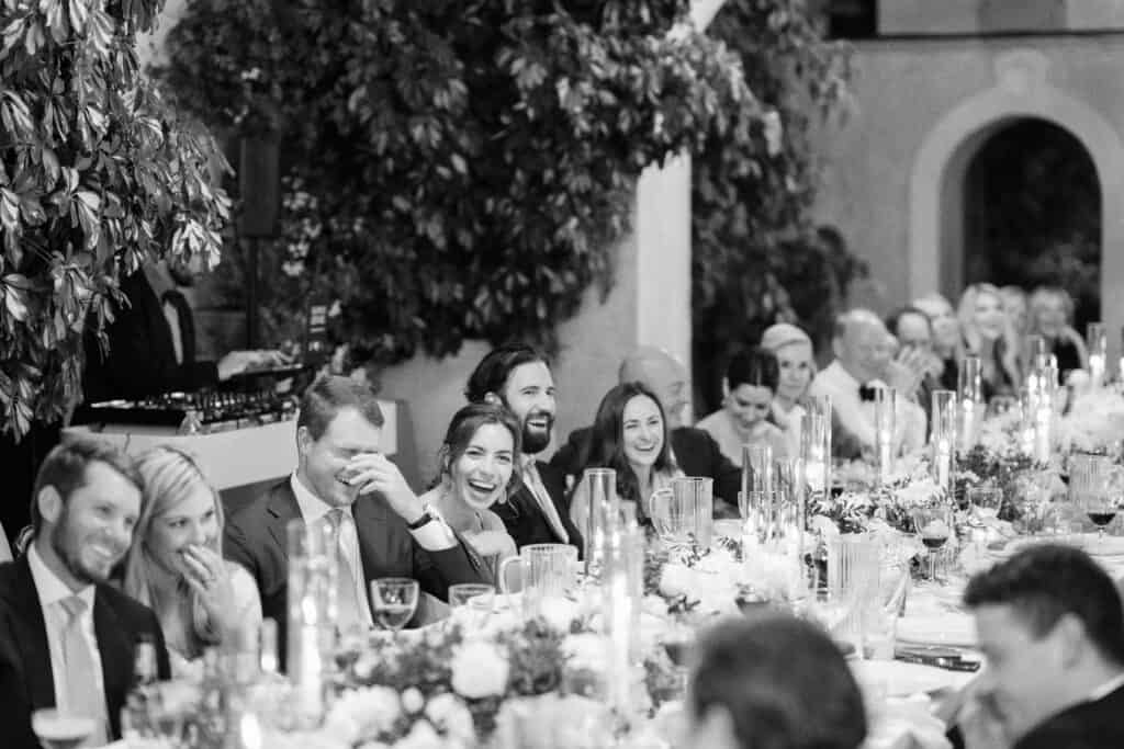 Wedding guests on the terrace in Positano