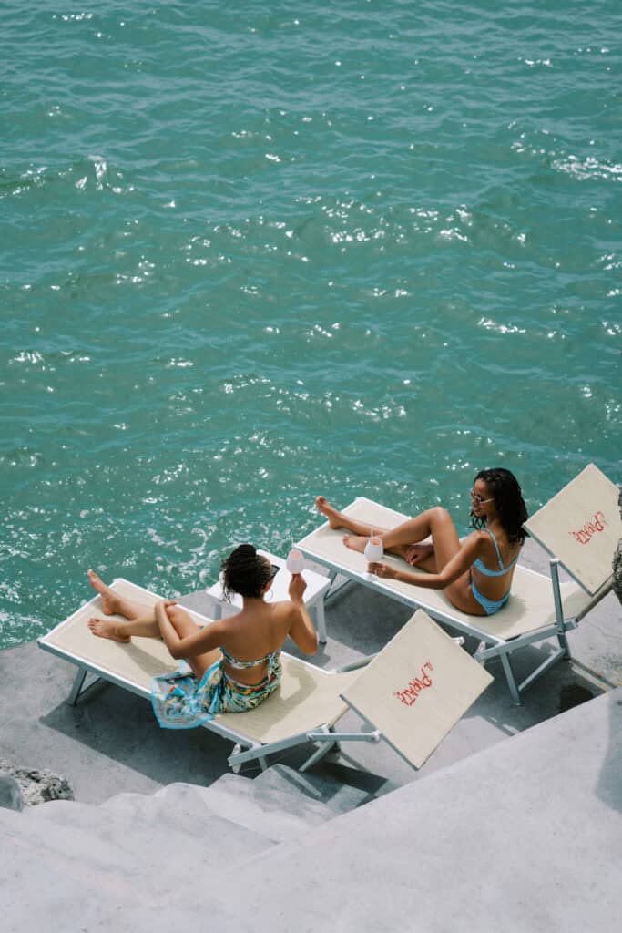 Same-sex wedding couple sunbathing before the big day